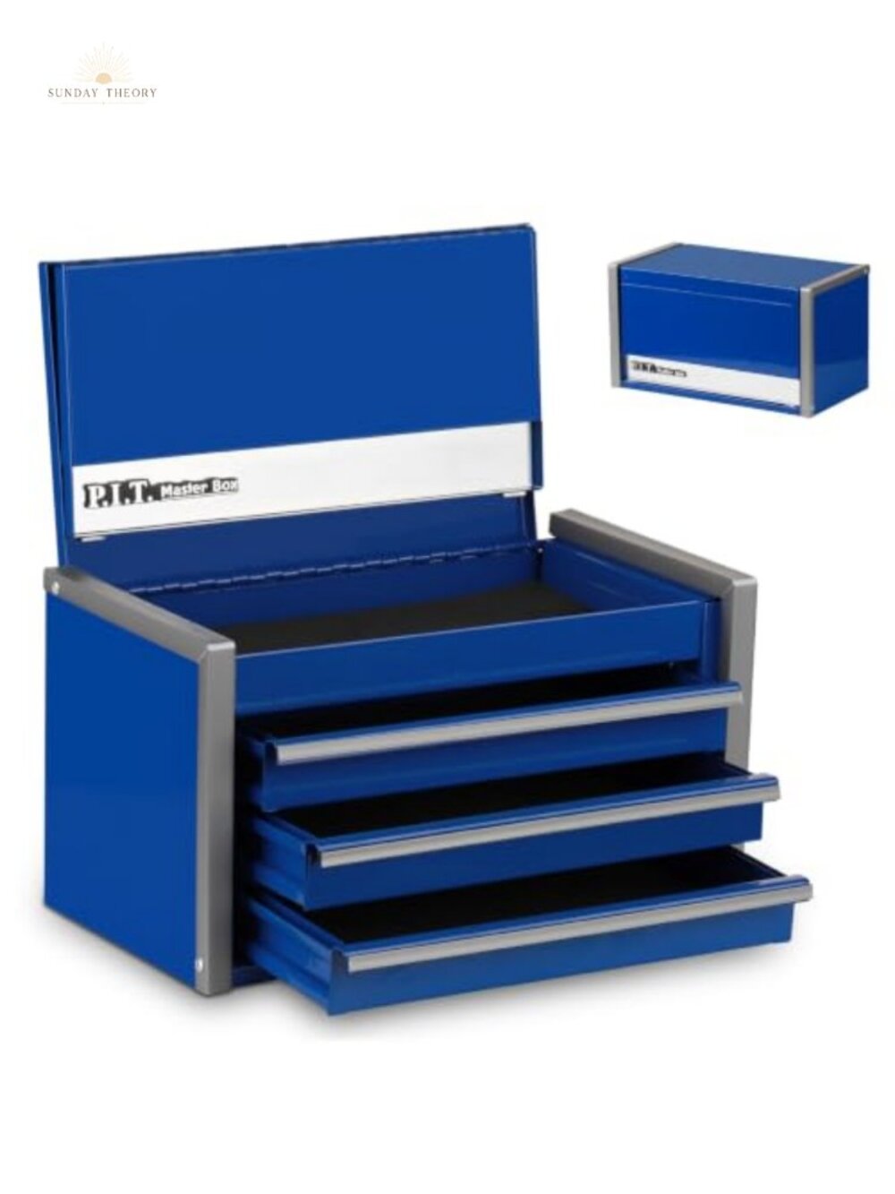Steel 3-Drawer Mini Tool Box for Small Parts Storage, Blue